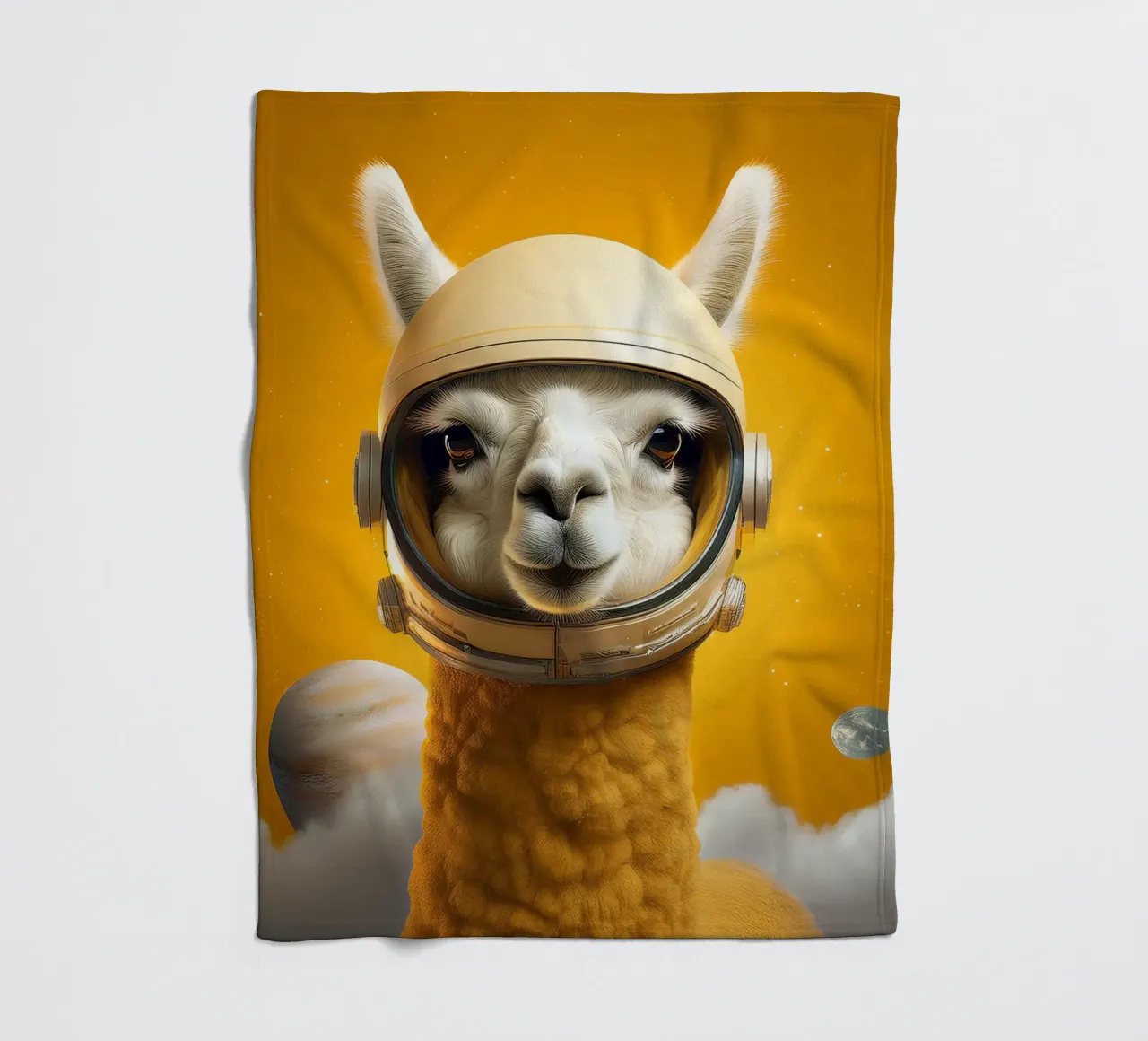 Astronaut Llama Adventure in Space – Fun Wall Art Print fleece blanket by FlexiDesignsByK