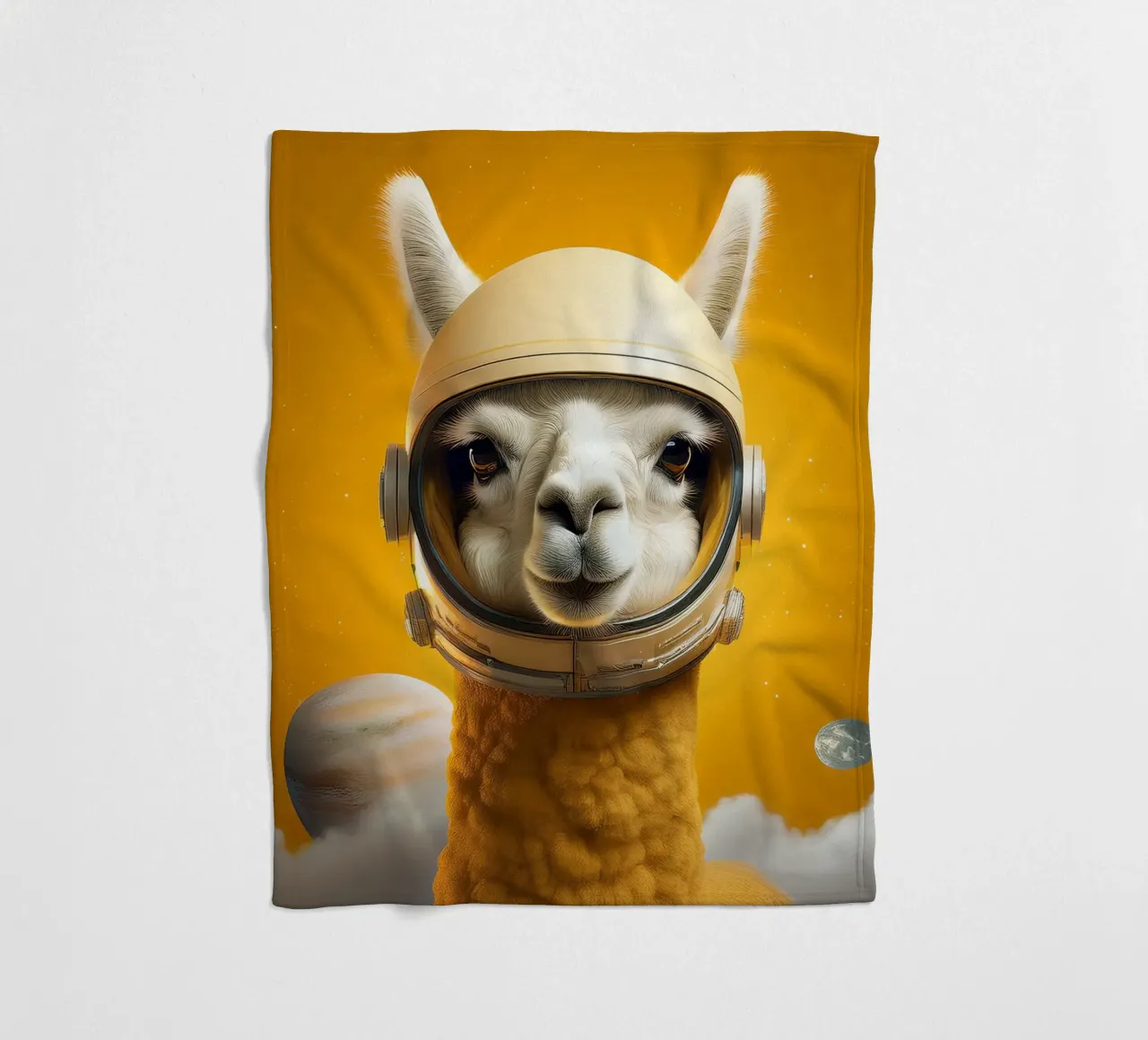 Astronaut Llama Adventure in Space – Fun Wall Art Print fleece blanket by FlexiDesignsByK