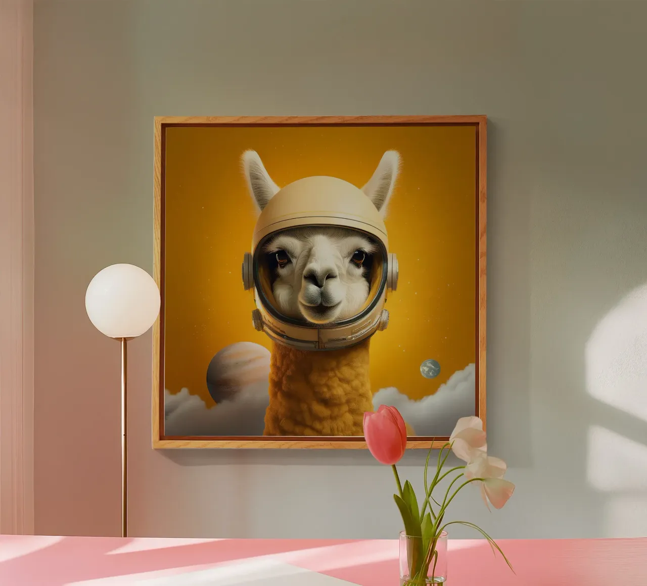 Astronaut Llama Adventure in Space – Fun Wall Art Print acrylic glass by FlexiDesignsByK