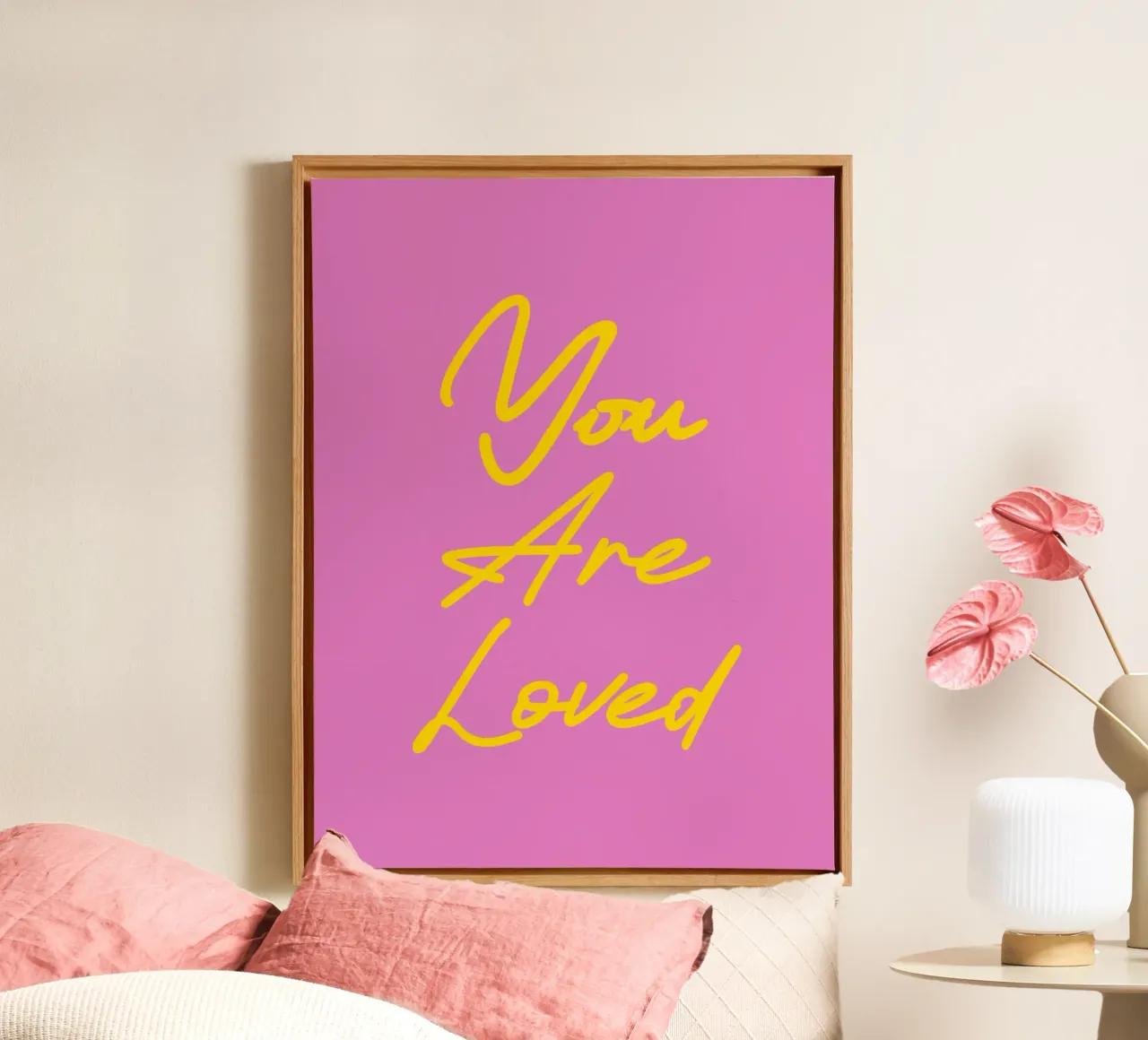 Sei amato Semplice moderno minimalista tela con Cornice a cassetta da AESTHETIC WRITING