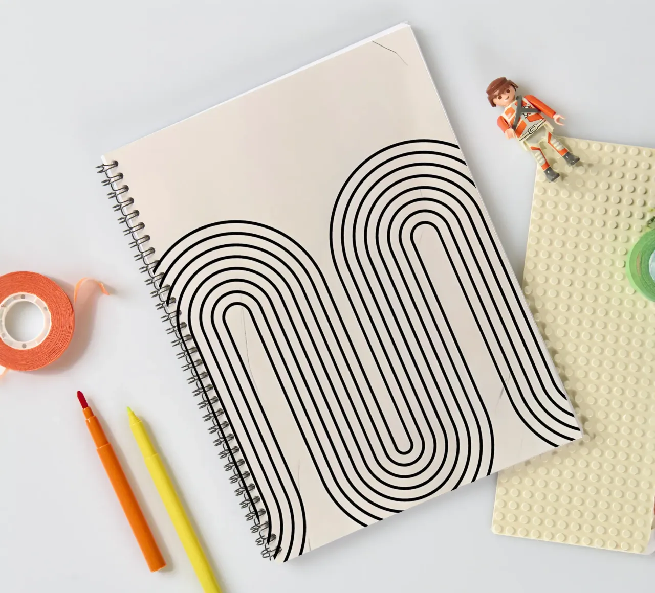 Modern aesthetics - Abstract waveforms spiral notebook by Kunst und Kontrast