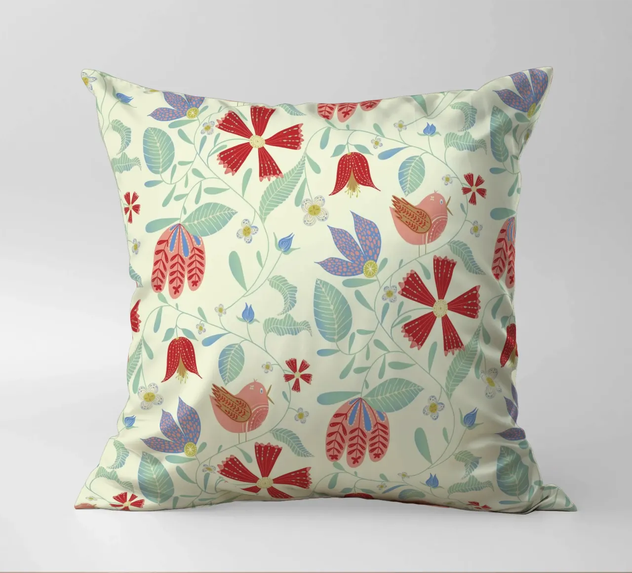 Uccelli floreali cuscino da nicigabrieldesigns