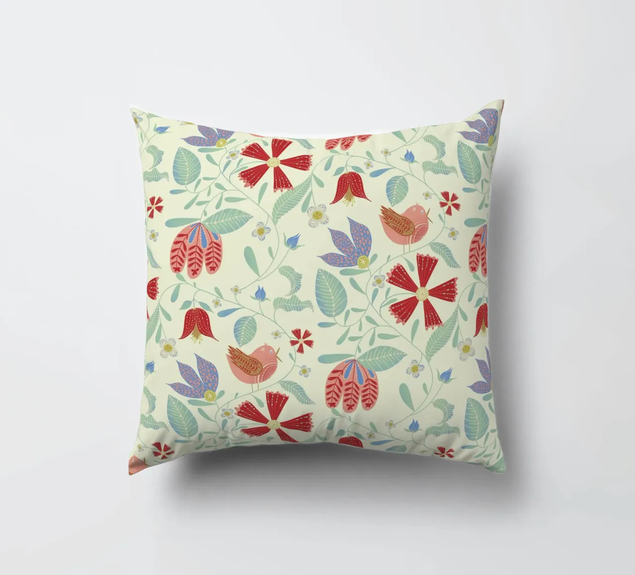 Uccelli floreali cuscino da nicigabrieldesigns