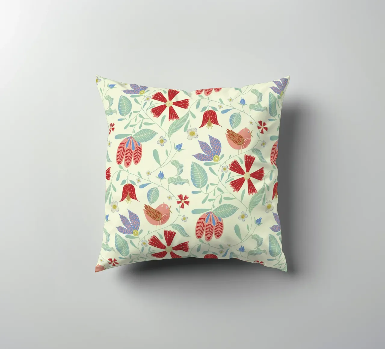 Uccelli floreali cuscino da nicigabrieldesigns