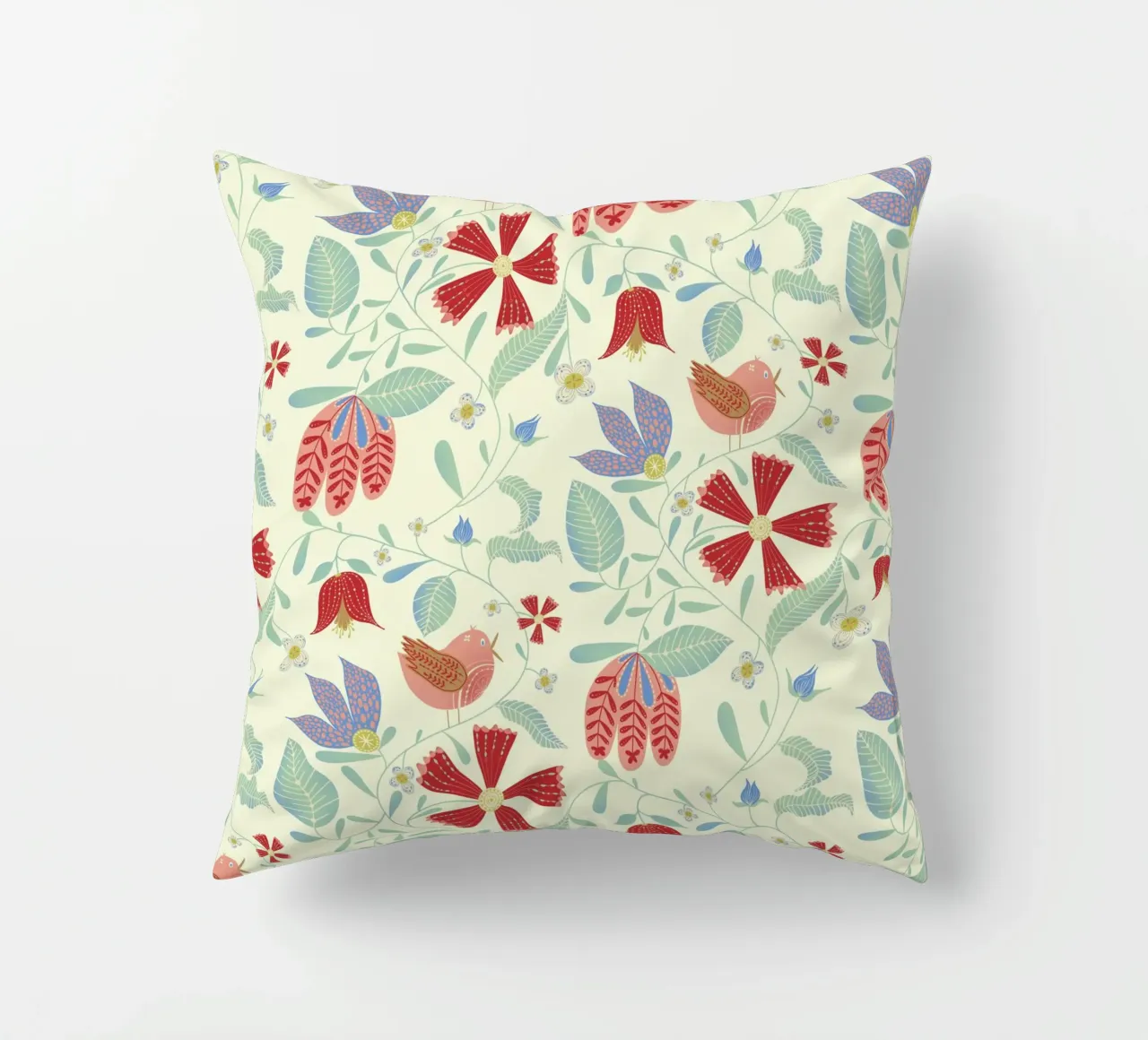 Uccelli floreali cuscino da nicigabrieldesigns