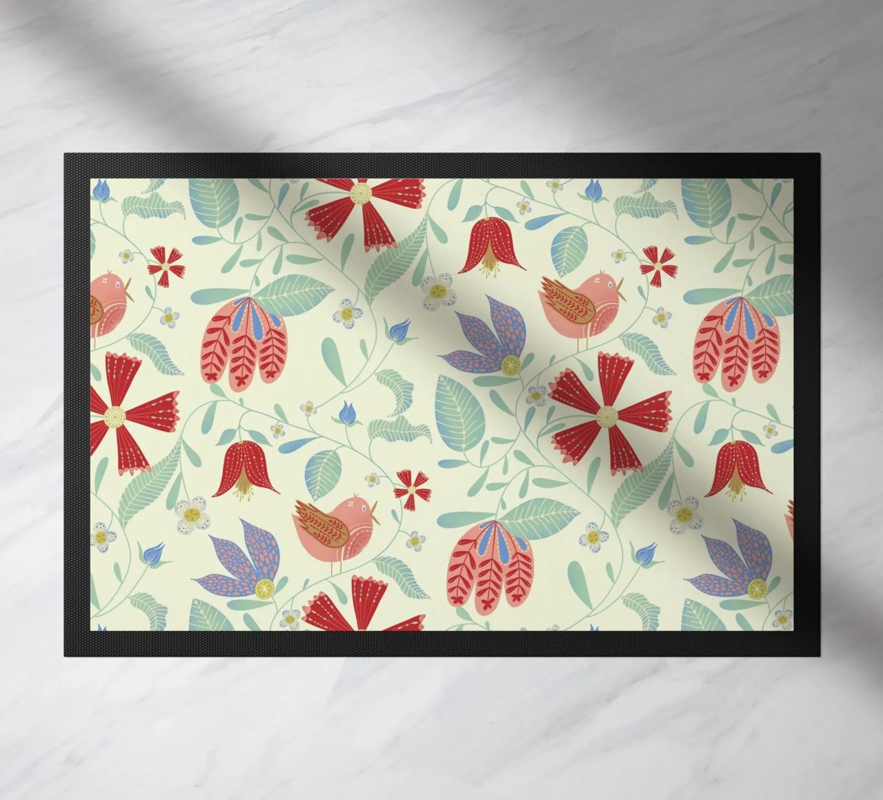Uccelli floreali zerbino da nicigabrieldesigns
