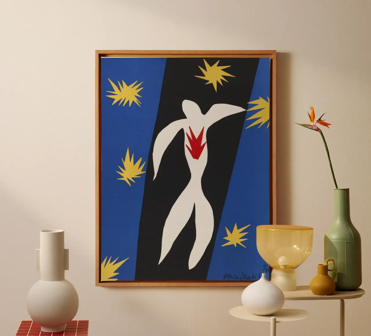 Henri Matisse - The Fall of Icarus canvas with Floater frame by ARTOTHEK