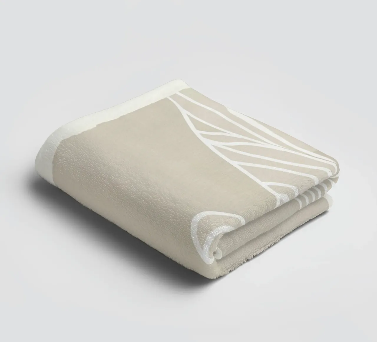 Beige Minimalistic Beach Sunset Line Art asciugamano da bagno da Autofocus