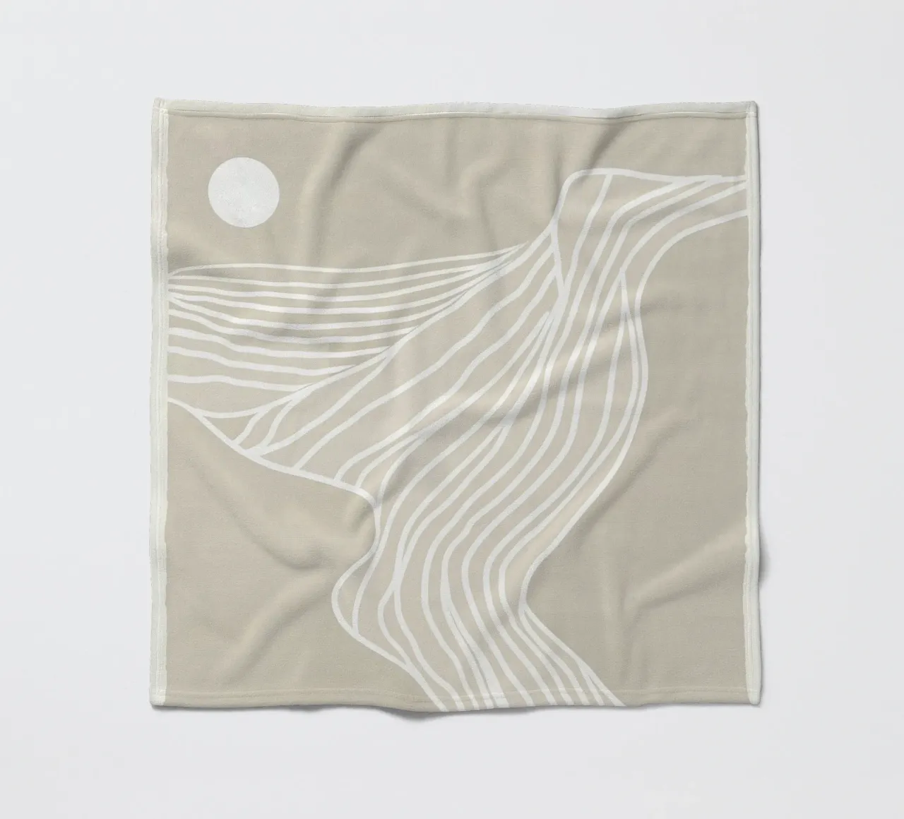 Beige Minimalistic Beach Sunset Line Art coperta in pile da Autofocus