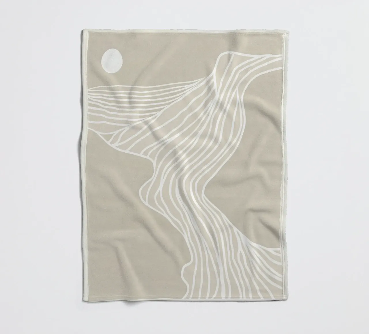 Beige Minimalistic Beach Sunset Line Art coperta in pile da Autofocus