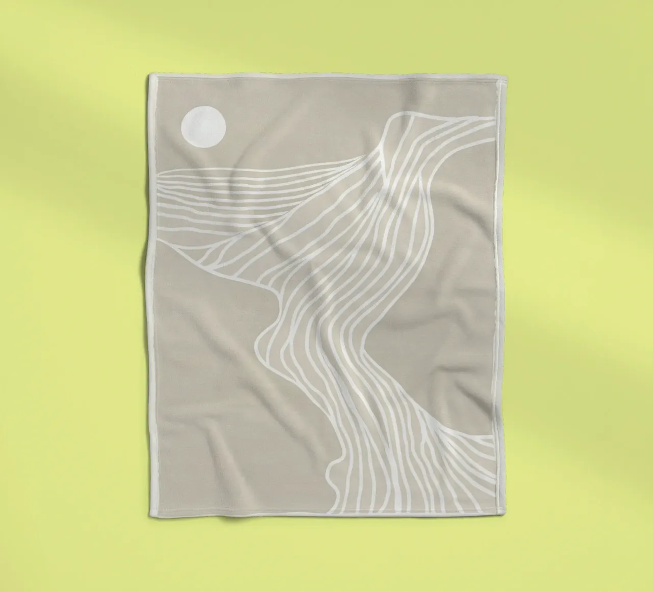 Beige Minimalistic Beach Sunset Line Art coperta in pile da Autofocus