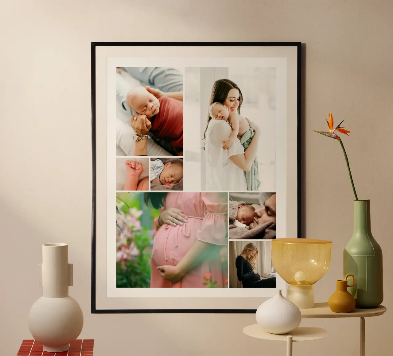 Photo collage - Baby happiness poster with aluminum frame by Bildschön | Fotocollagen