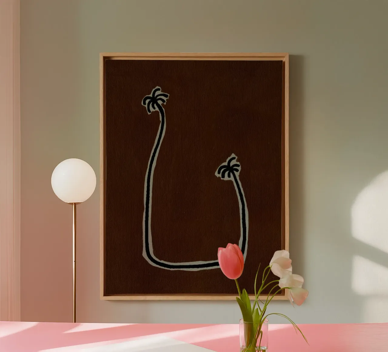 Soul Bound - Brown canvas met Baklijst van Shatha Al Dafai