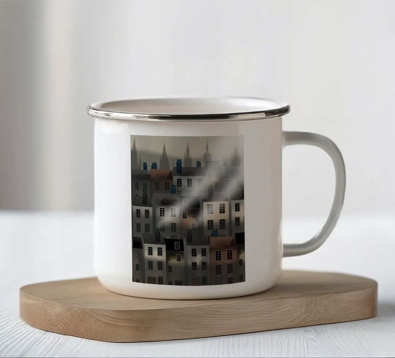 Città nebbiosa tazza in smalto da Scratch Productions