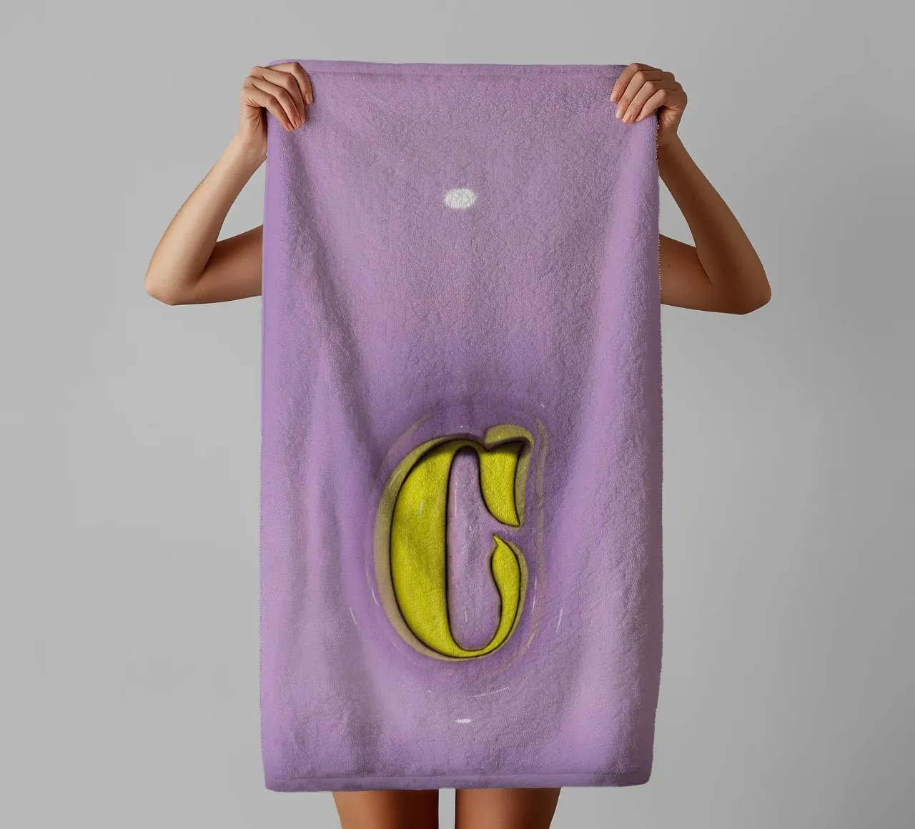 Bubblegum Inflate Initials C Purple towel by Malou-Studio