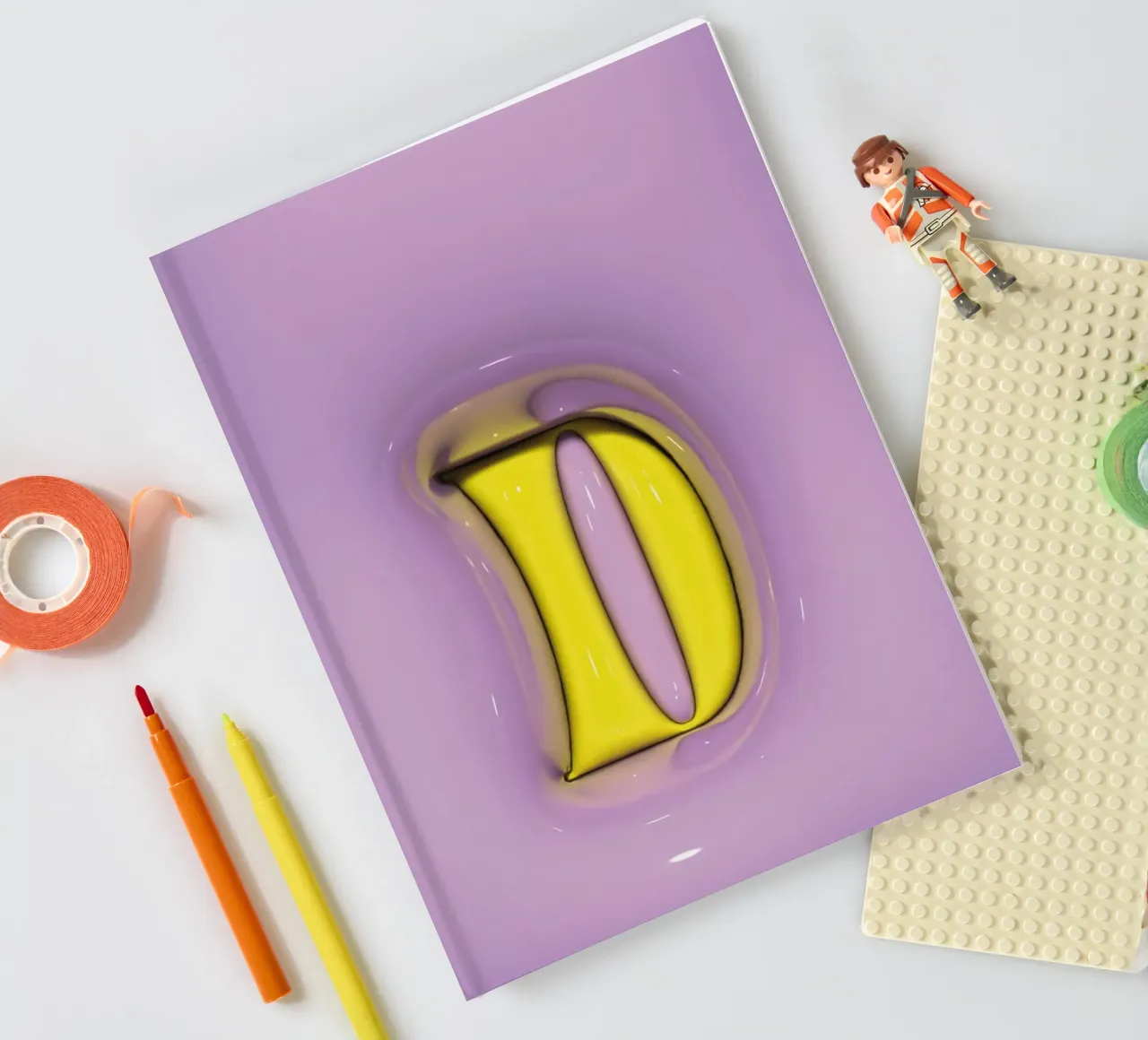 Bubblegum Inflate Initials D Purple notebook by Malou-Studio