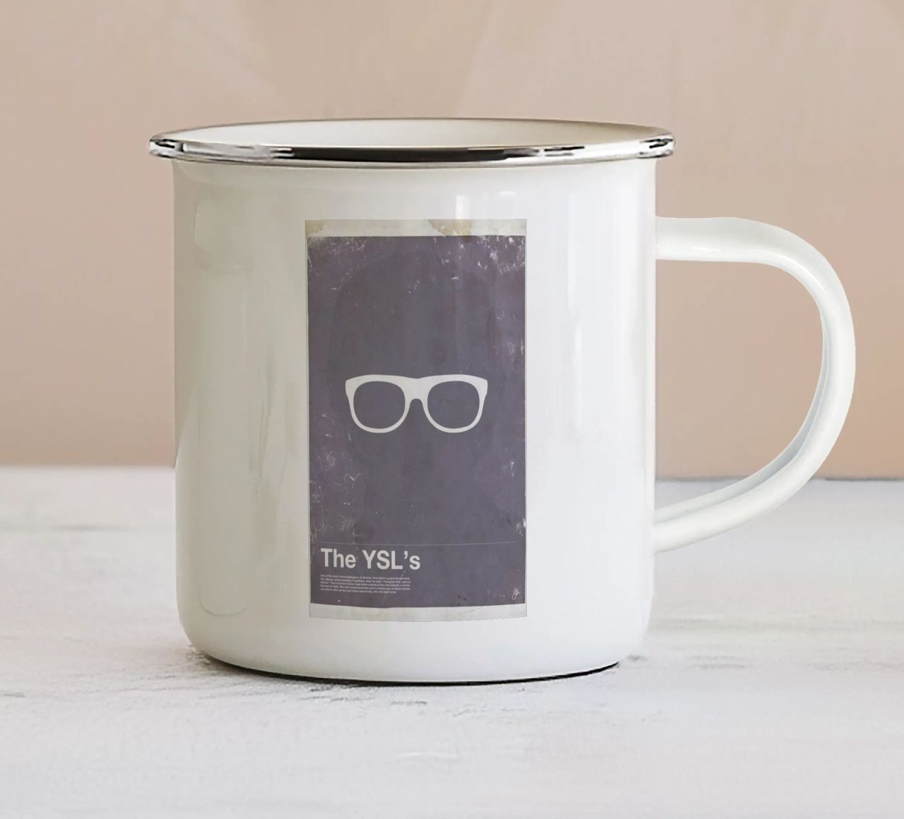 Framework YSL tazza in smalto da Moxy Creative House
