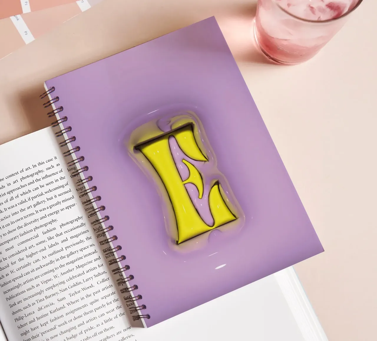 Bubblegum Inflate Initials E Purple spiral notebook by Malou-Studio