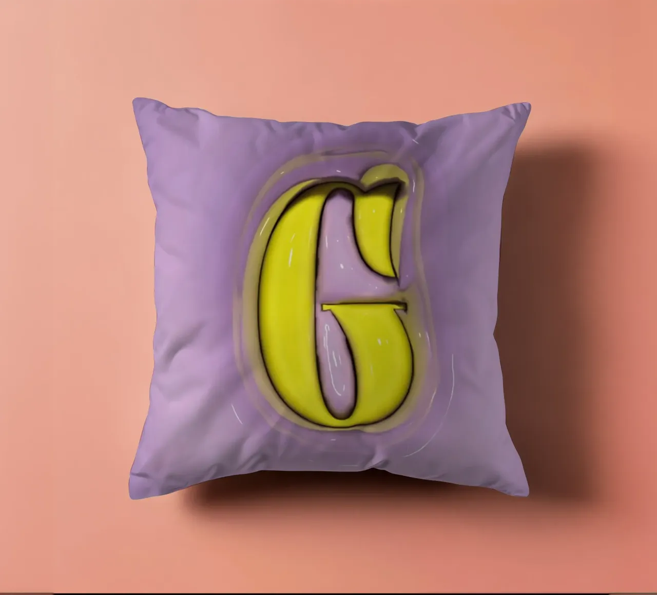 Bubblegum Inflate Initials G Purple decorative cushion by Malou-Studio