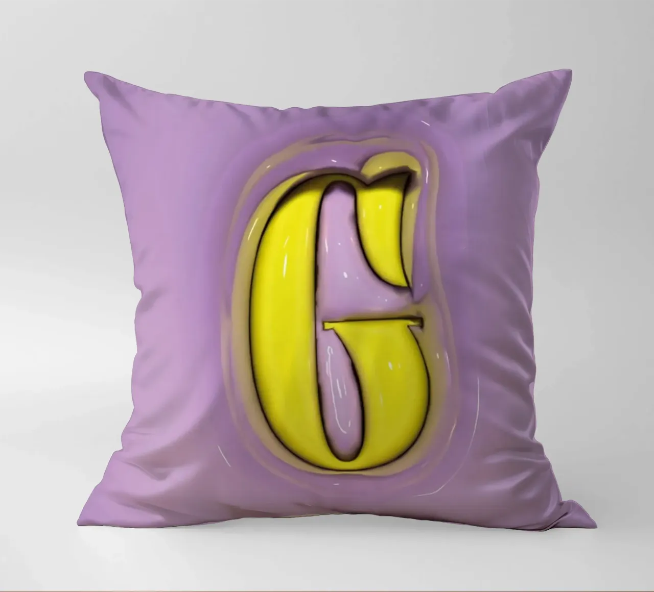 Bubblegum Inflate Initials G Purple decorative cushion by Malou-Studio
