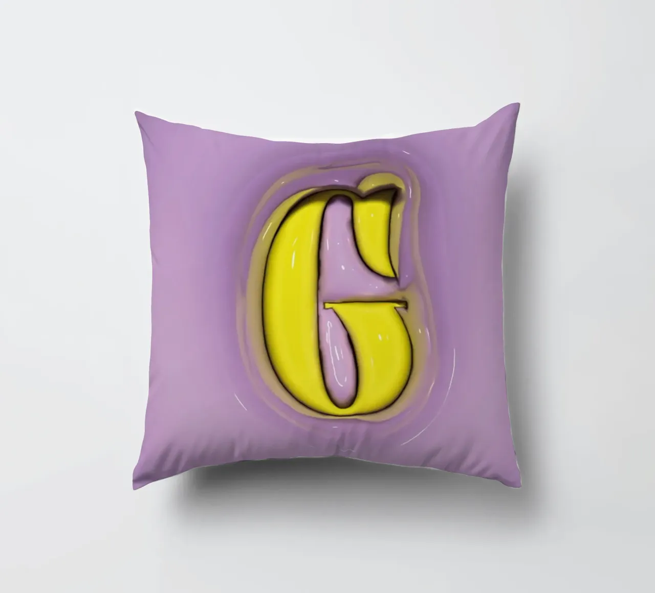 Bubblegum Inflate Initials G Purple decorative cushion by Malou-Studio