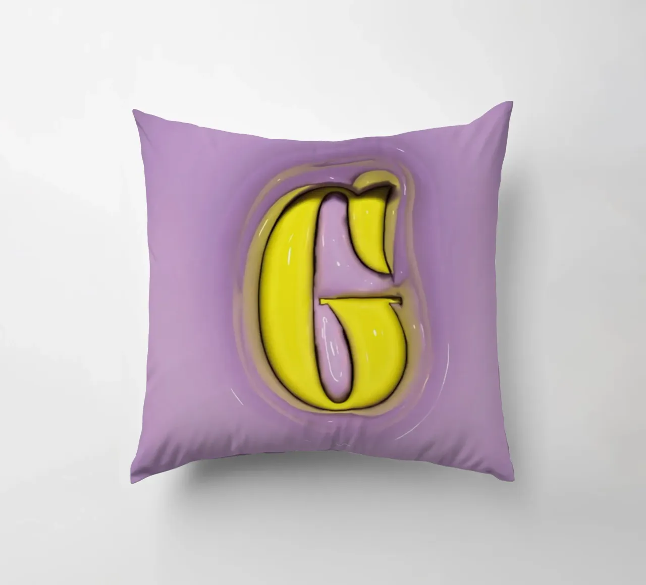 Bubblegum Inflate Initials G Purple decorative cushion by Malou-Studio