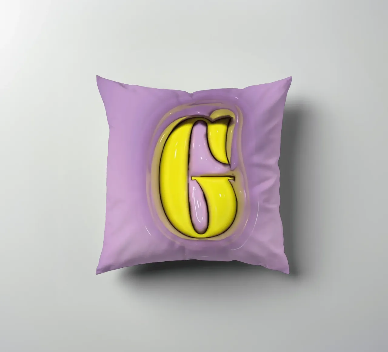 Bubblegum Inflate Initials G Purple decorative cushion by Malou-Studio