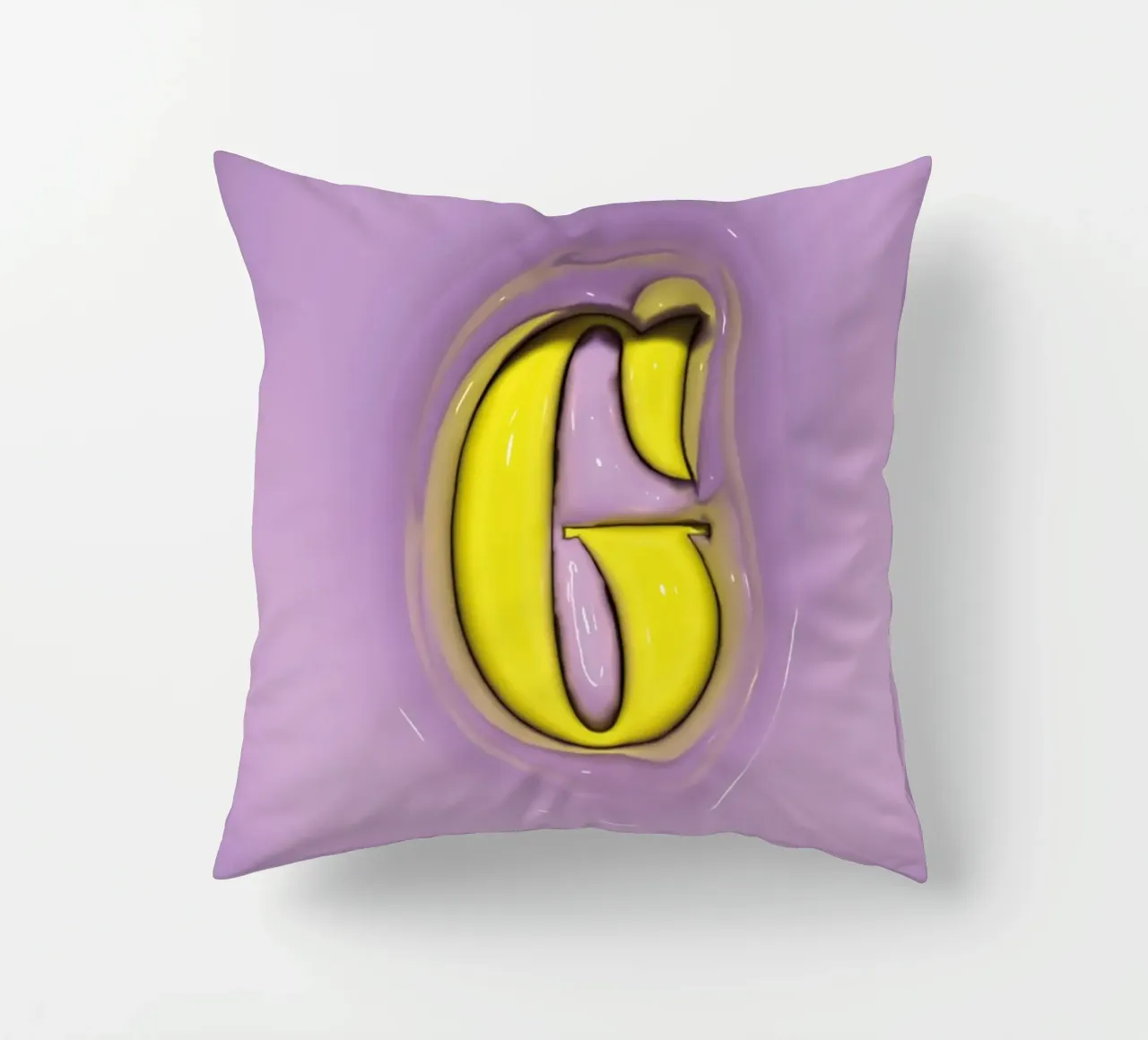 Bubblegum Inflate Initials G Purple decorative cushion by Malou-Studio