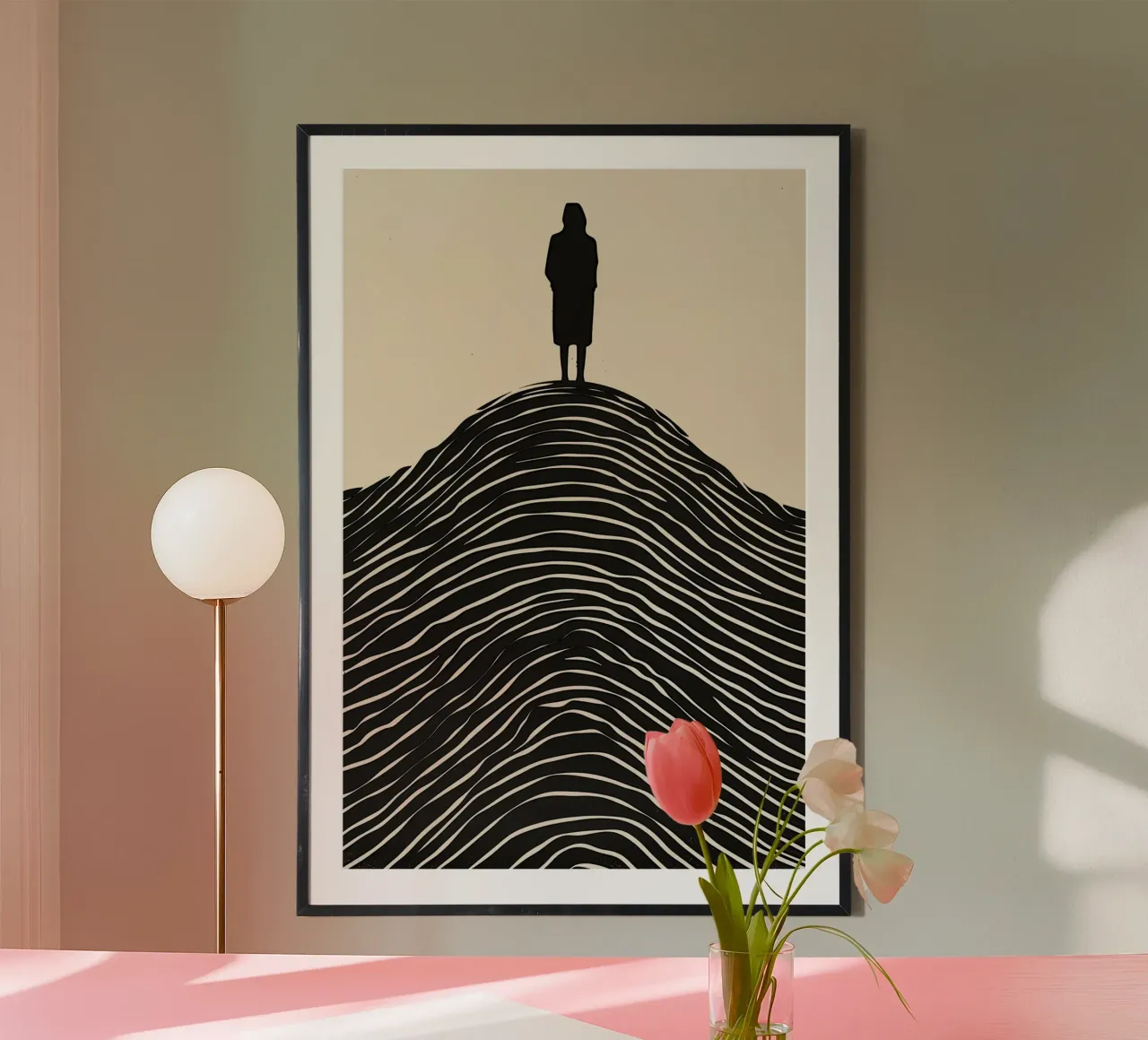 Outlook and overview | Line art printing poster with aluminum frame by Autofocus