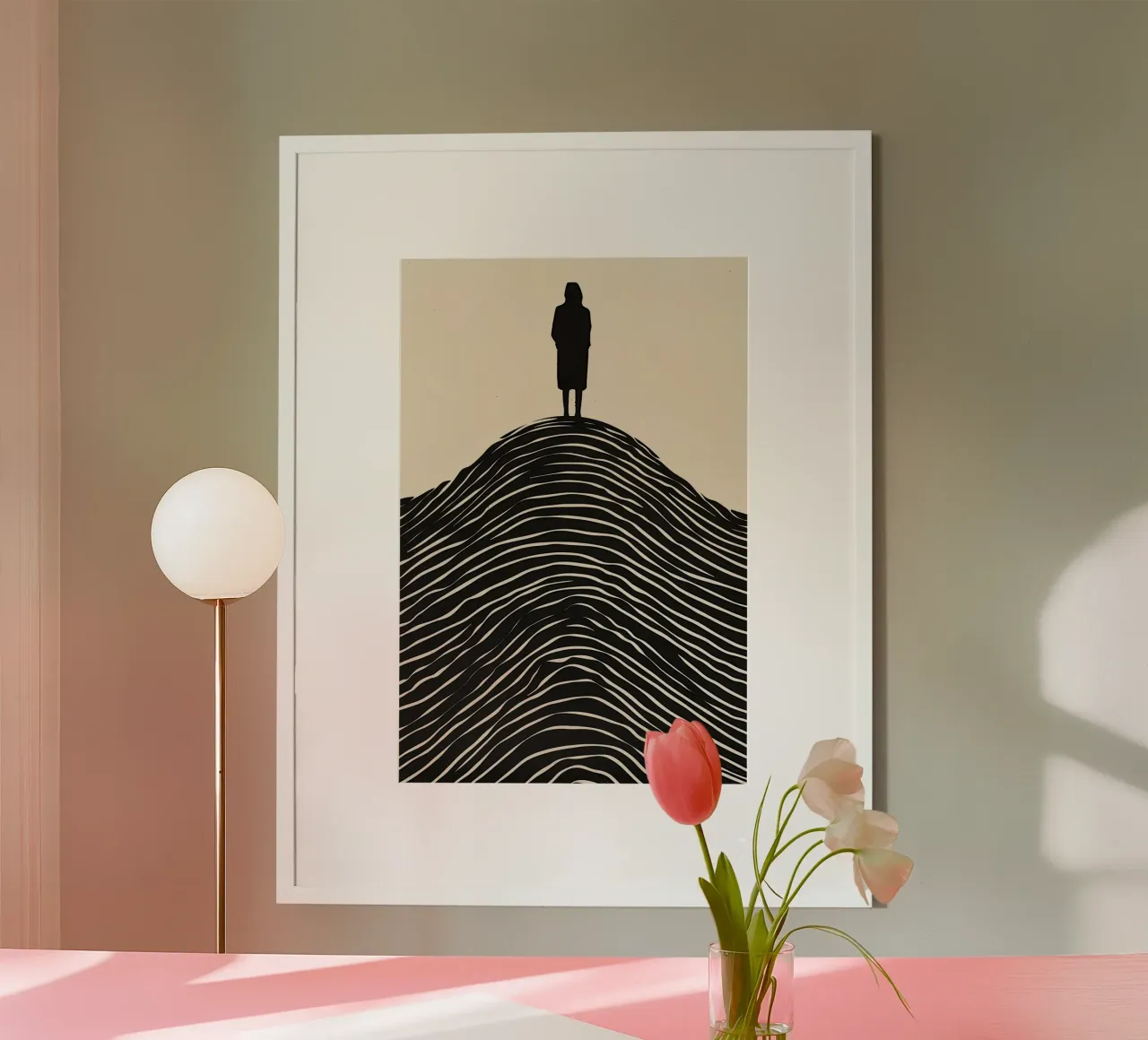 Outlook and overview | Line art printing poster with aluminum frame by Autofocus