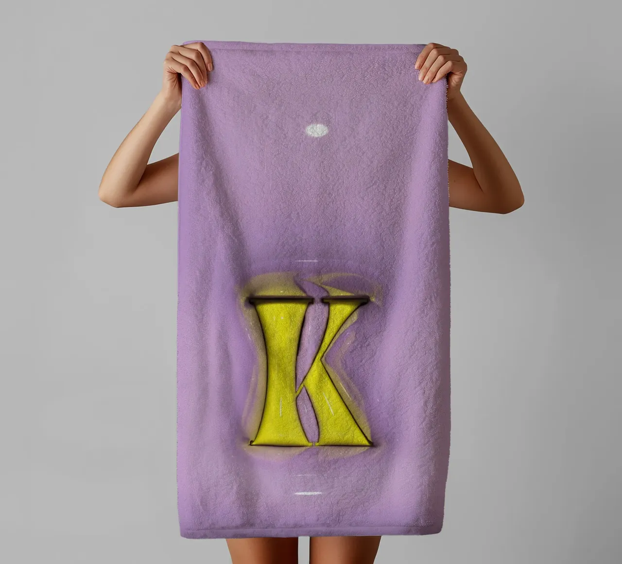 Bubblegum Inflate Initials K Purple towel by Malou-Studio