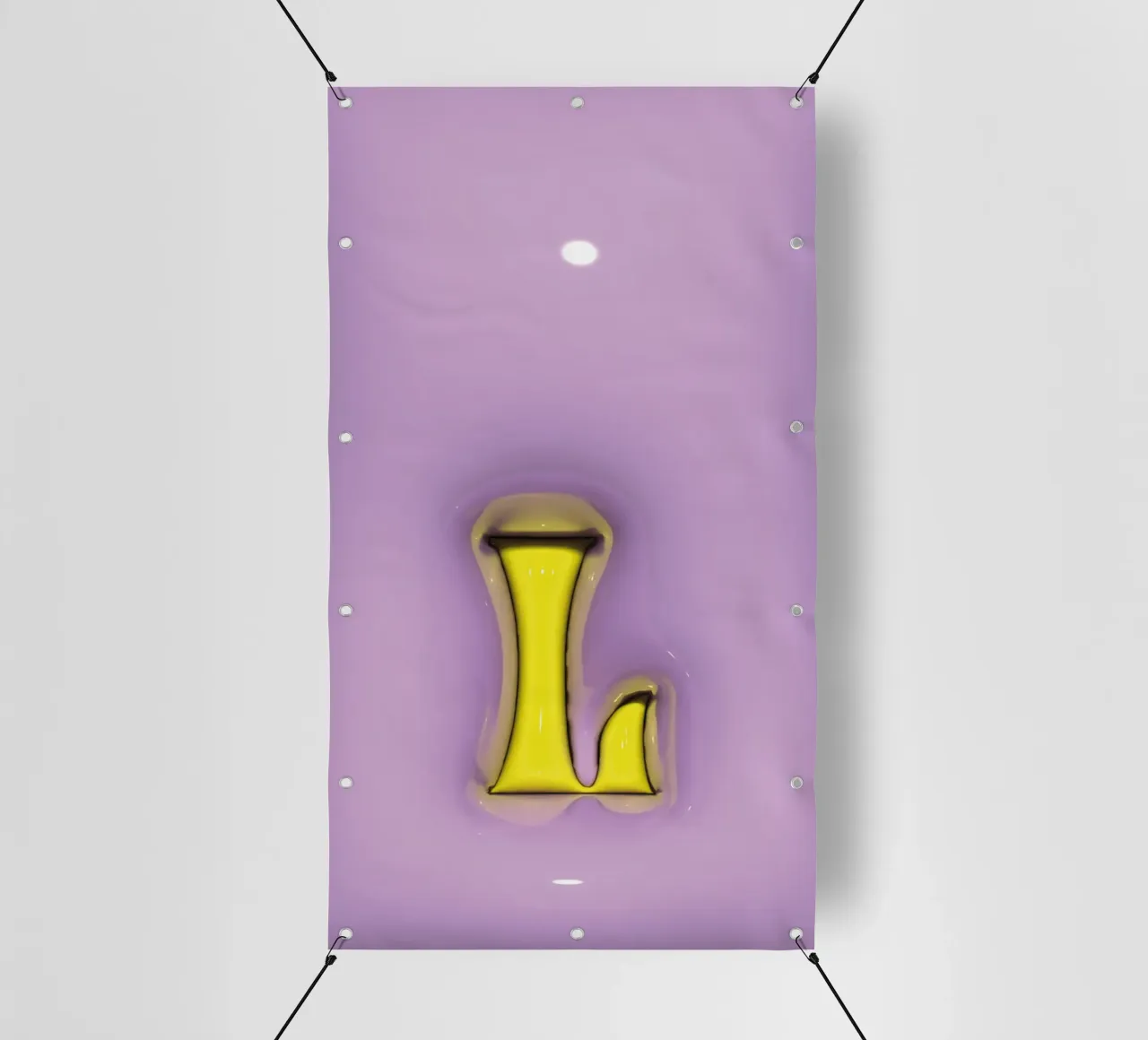 Gonfiaggio Bubblegum Iniziali L Viola telo in pvc da Malou-Studio