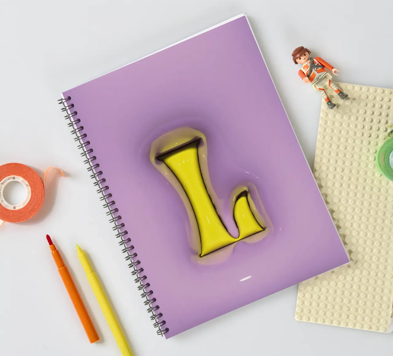 Bubblegum Inflate Initials L Purple spiral notebook by Malou-Studio
