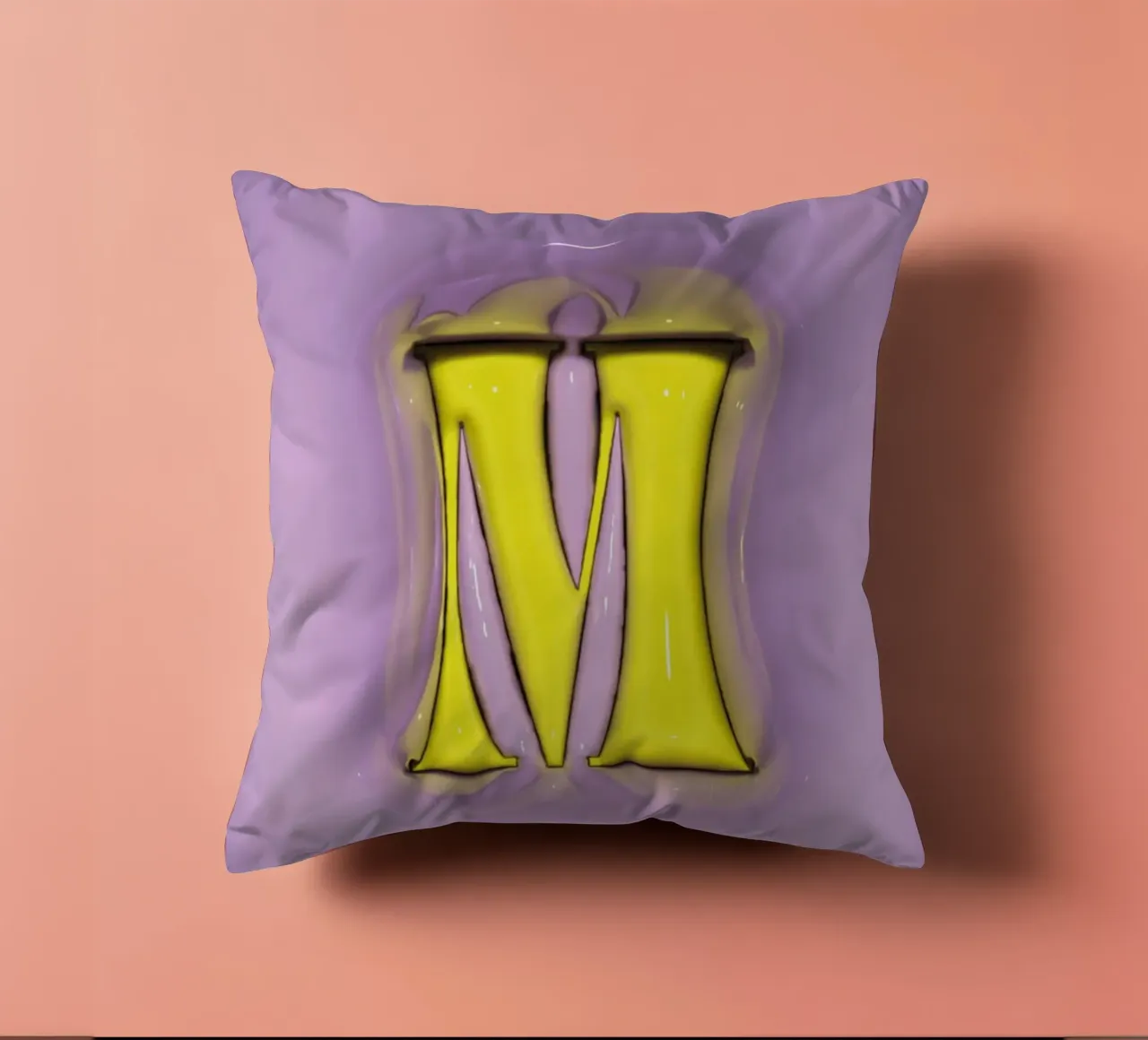 Gonfiaggio Bubblegum Iniziali M Viola cuscino da Malou-Studio