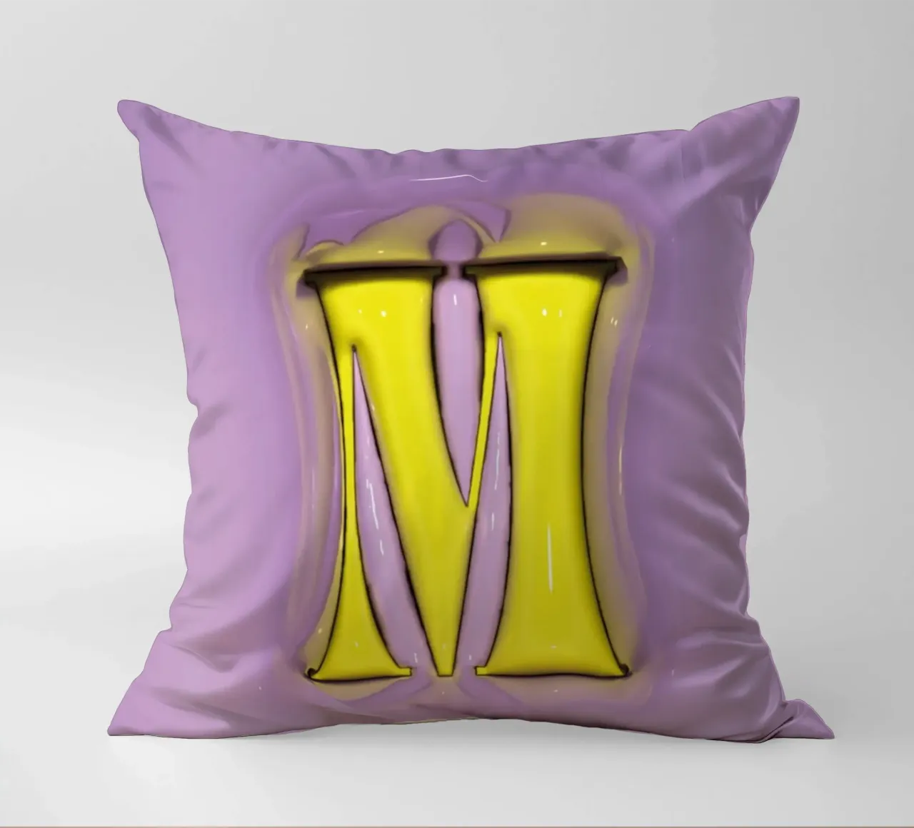 Gonfiaggio Bubblegum Iniziali M Viola cuscino da Malou-Studio