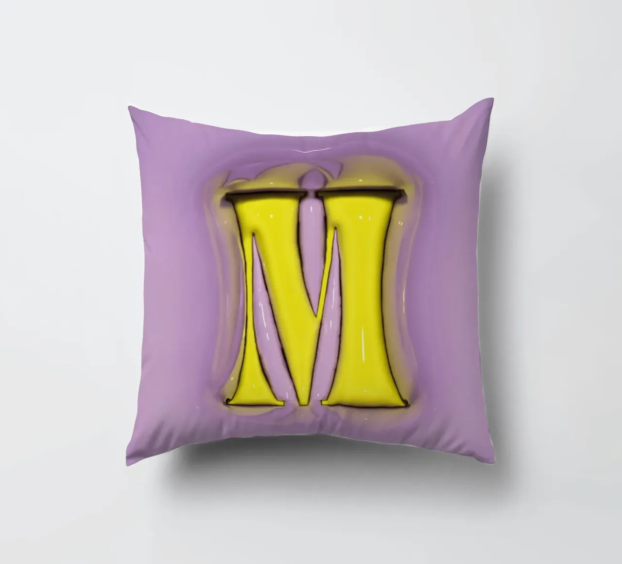Gonfiaggio Bubblegum Iniziali M Viola cuscino da Malou-Studio
