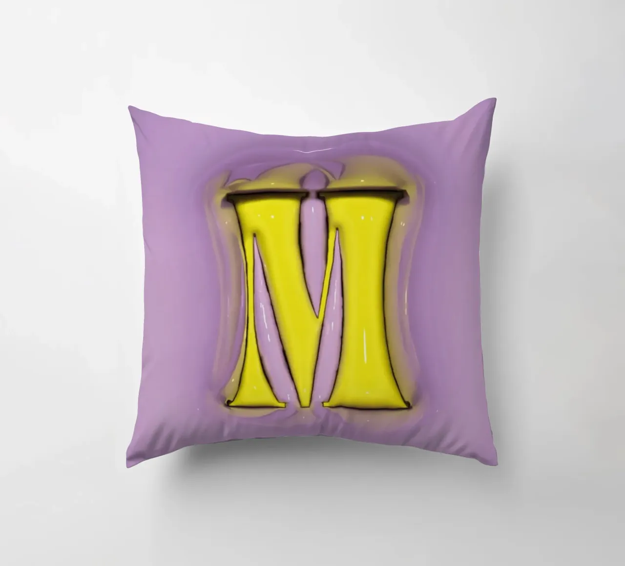 Gonfiaggio Bubblegum Iniziali M Viola cuscino da Malou-Studio