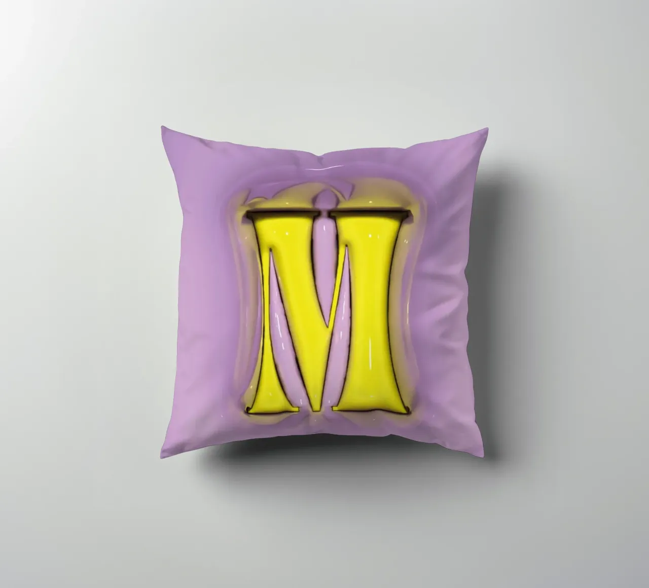Gonfiaggio Bubblegum Iniziali M Viola cuscino da Malou-Studio