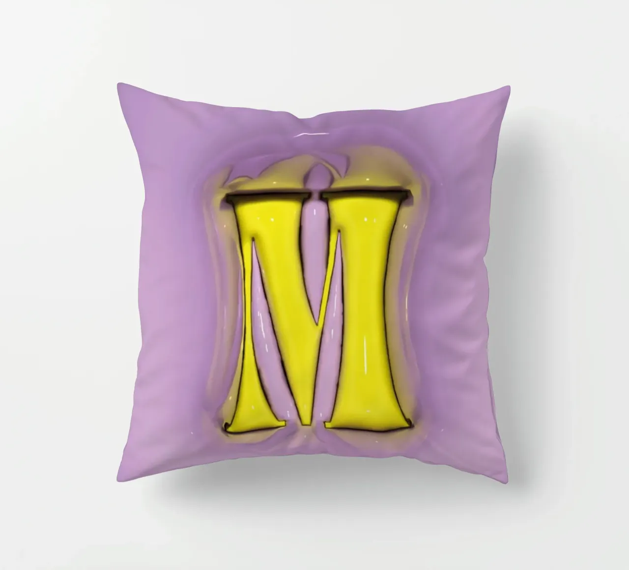 Gonfiaggio Bubblegum Iniziali M Viola cuscino da Malou-Studio