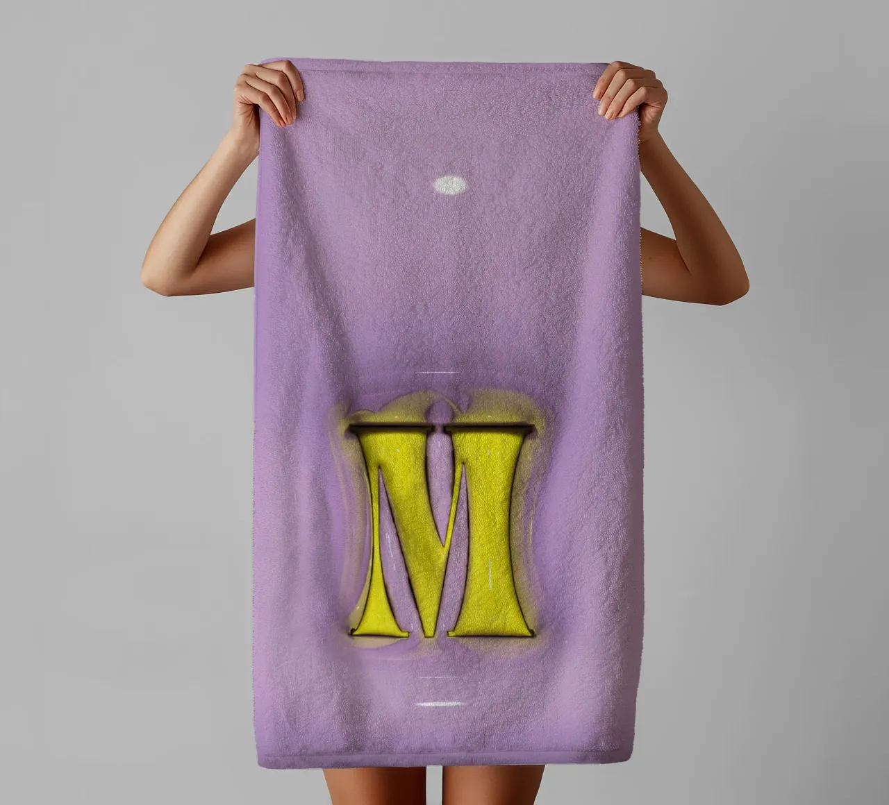Bubblegum Inflate Initials M Purple towel by Malou-Studio