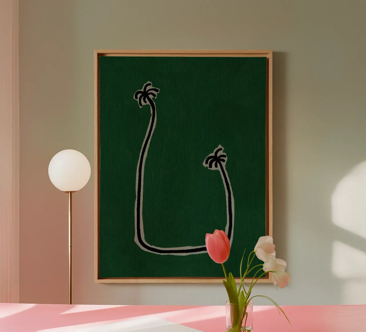 Soul Bound - Green canvas met Baklijst van Shatha Al Dafai