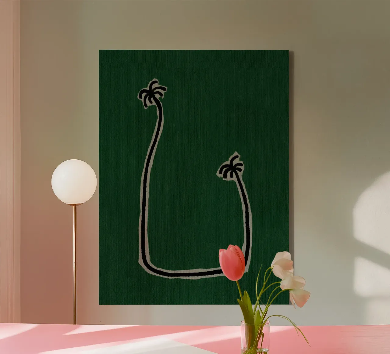 Soul Bound - Green canvas met Baklijst van Shatha Al Dafai
