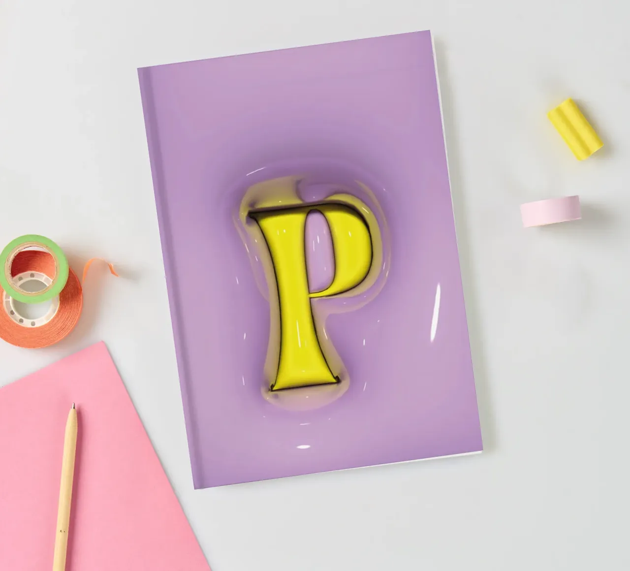 Bubblegum Inflate Initials P Purple notebook by Malou-Studio
