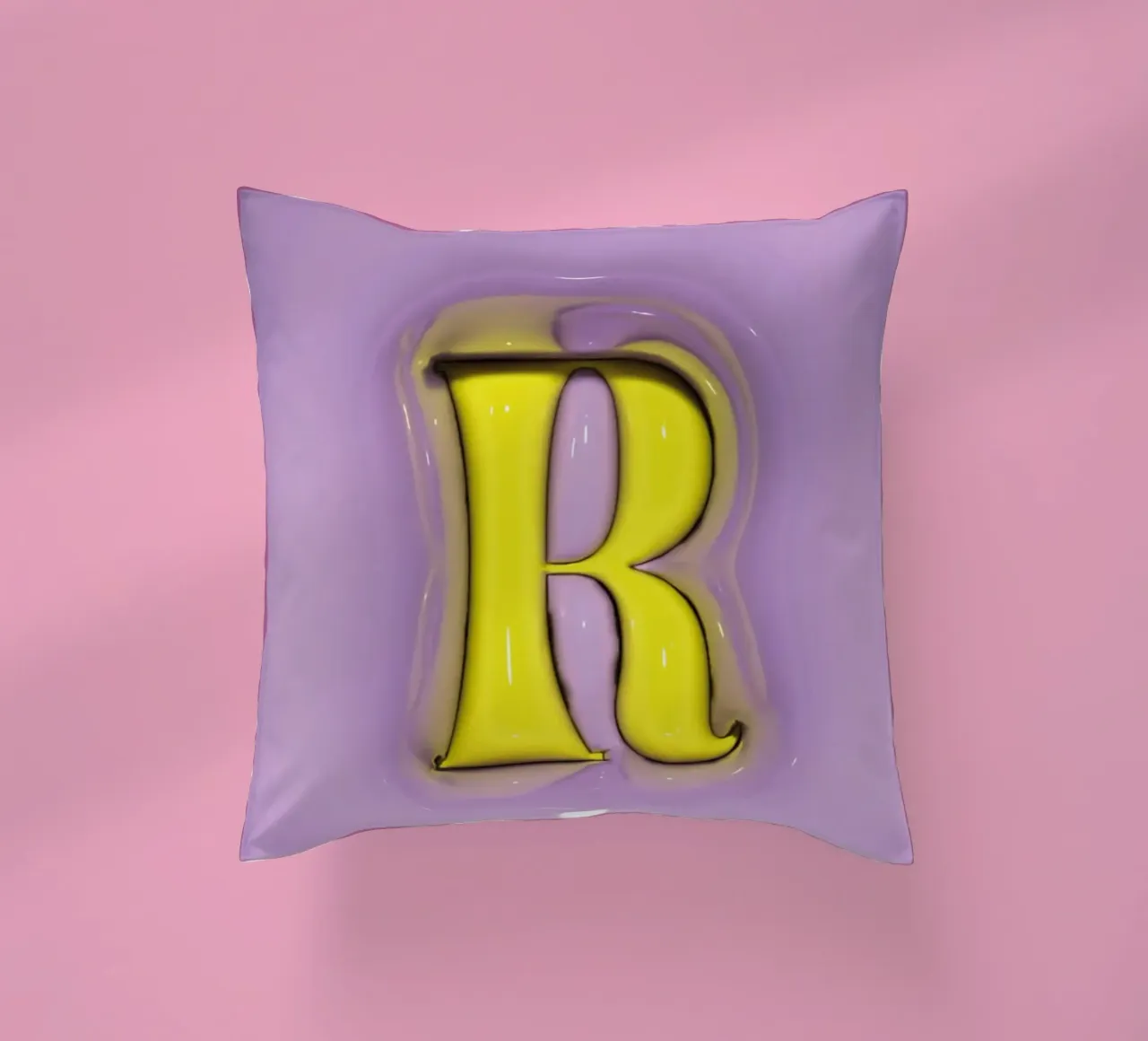 Gonfiaggio Bubblegum Iniziali R Viola cuscino da Malou-Studio