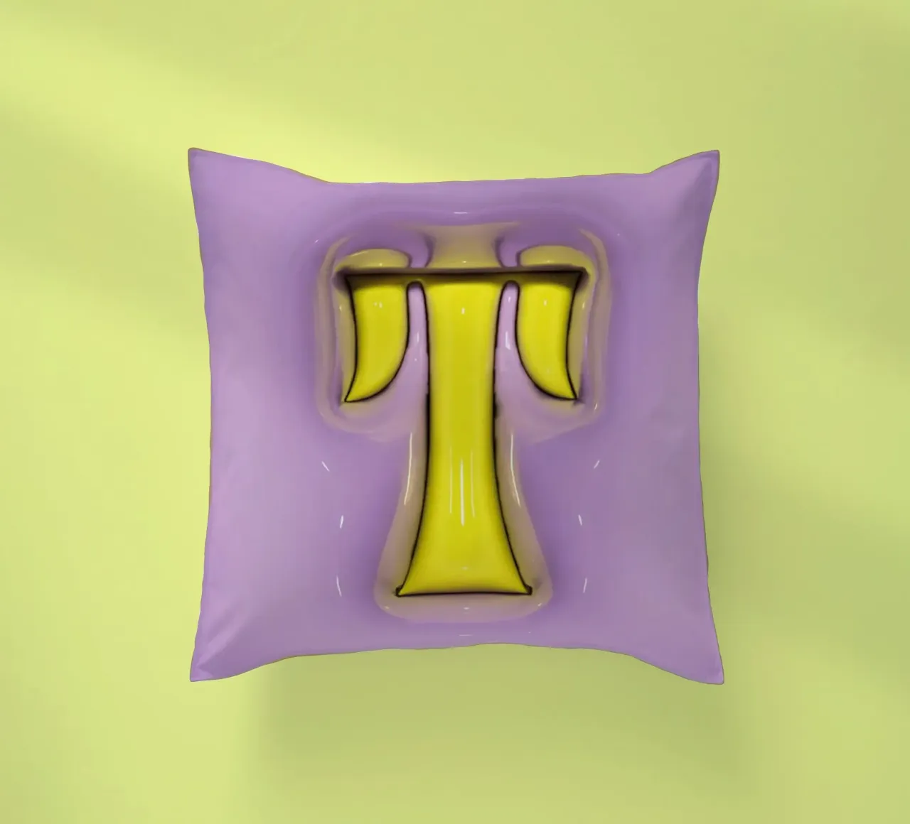 Bubblegum Inflate Initials T Purple decorative cushion by Malou-Studio