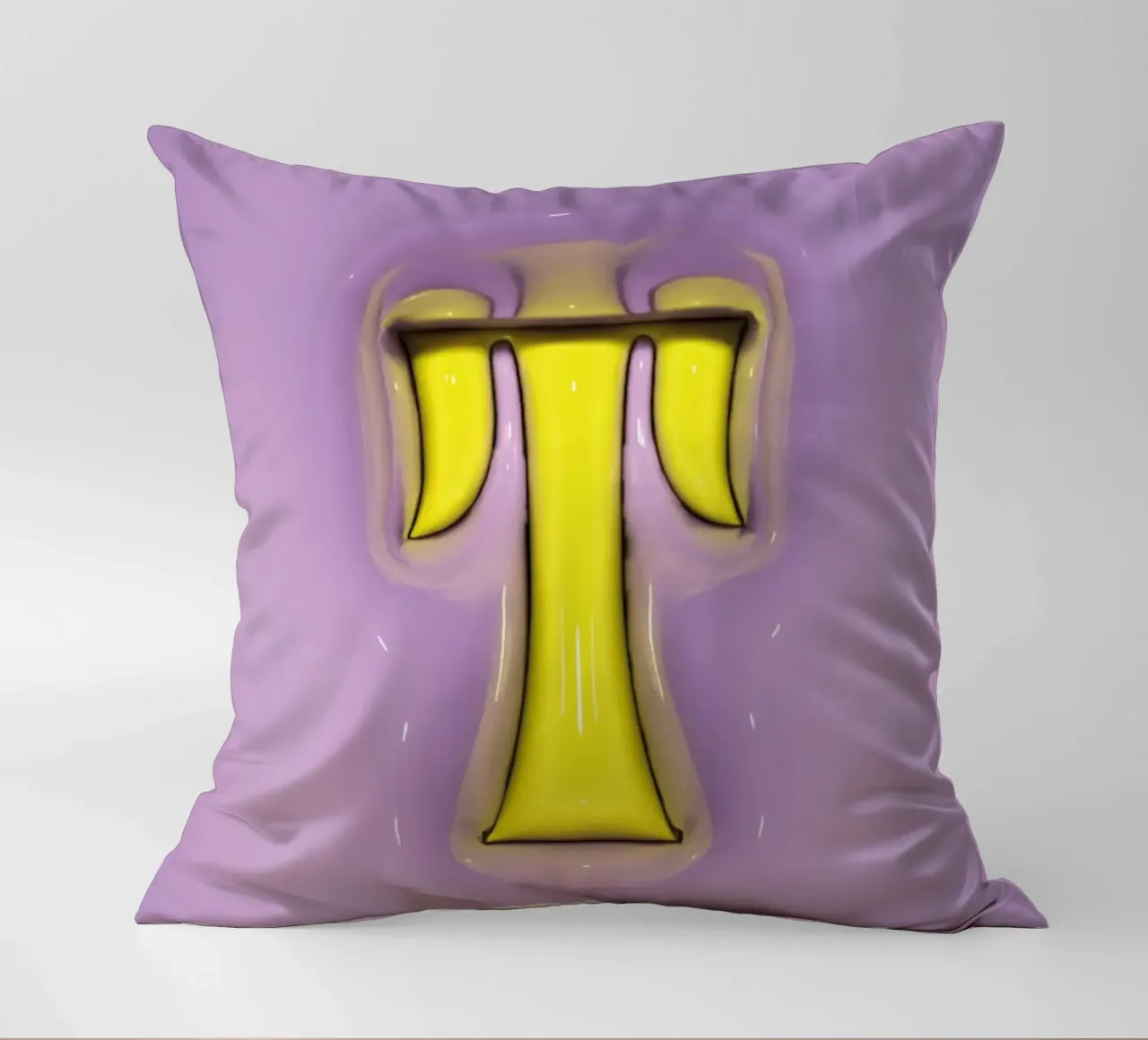Bubblegum Inflate Initials T Purple decorative cushion by Malou-Studio