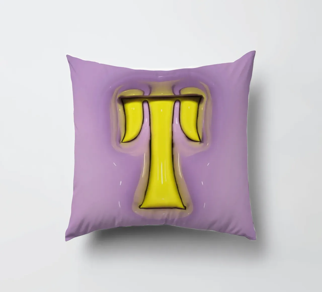 Bubblegum Inflate Initials T Purple decorative cushion by Malou-Studio