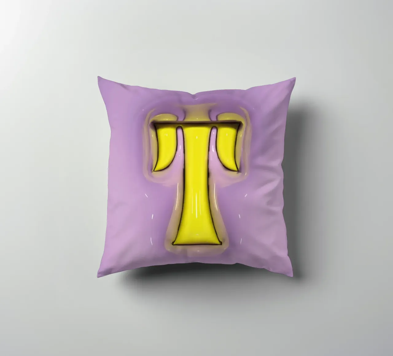 Bubblegum Inflate Initials T Purple decorative cushion by Malou-Studio