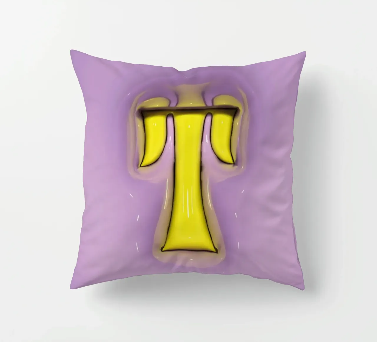 Bubblegum Inflate Initials T Purple decorative cushion by Malou-Studio