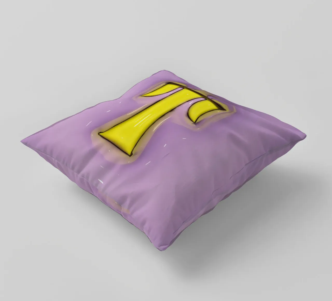 Bubblegum Inflate Initials T Purple decorative cushion by Malou-Studio